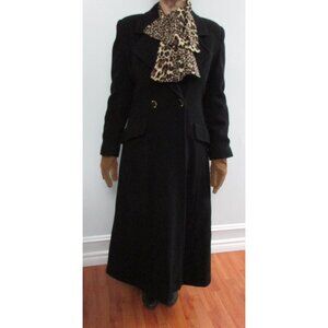 Vintage Balimel Black Virgin Wool Double Breasted Coat - Sz S